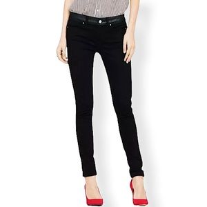 Club Monaco Black Faux Leather Lilian Side Panel Jeans